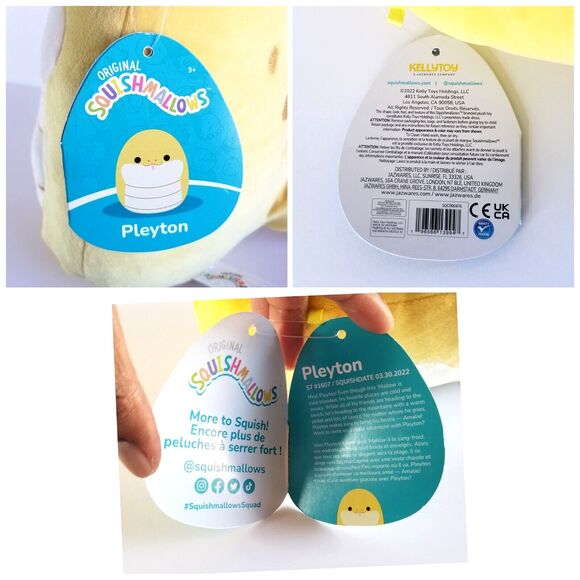 NWT SQUISHMALLOWS Pleyton the Snake 8.5 in Plush Toy Yellow - Picture 2 of 8